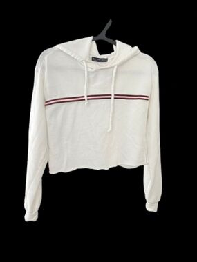 Rock Rose Couture White Cropped Hoodie M Red Green Stripes
